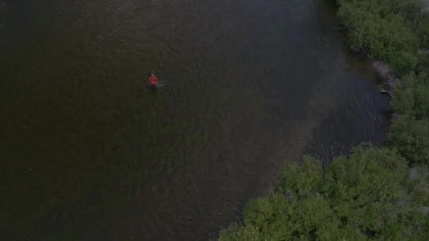 Αεροφωτογραφία Του Προσώπου Που Πετούν Αλιεία Στη Λίμνη Provo Γιούτα Βίντεο Αρχείου