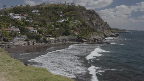 Vista Panorâmica Das Ondas Oceano Enseada Praia Distante Atami Libertad — Vídeo de Stock