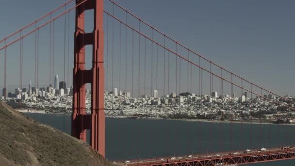 Scénický Pohled Panorama Města Auty Jedoucími Golden Gate Bridge San — Stock video
