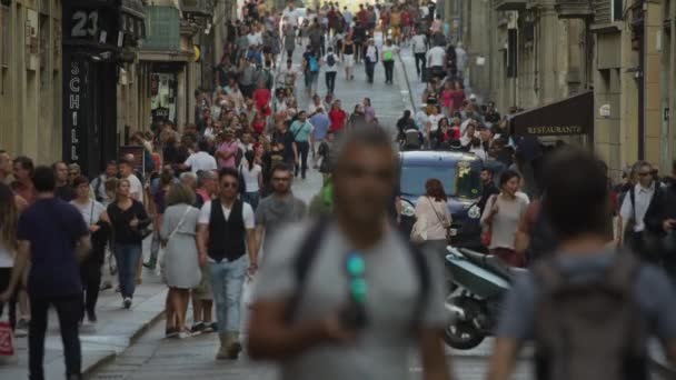 Slow Motion Widok Tłumu Ludzi Mieście Ulica Barcelona Barcelona Hiszpania — Wideo stockowe