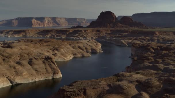 Luchtvlucht Rivier Rotsformaties Glen Canyon National Park Utah Verenigde Staten — Stockvideo