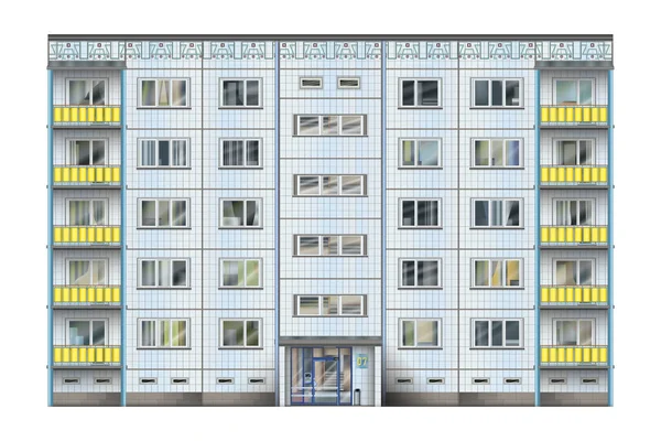 Hochhaus Aus Großen Vorgefertigten Betonplatten Alter Stil Fassade Vektor Illustrationen — Stockvektor
