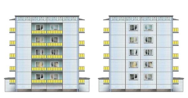 Grattacielo Costruito Con Grandi Lastre Cemento Prefabbricate Stile Dell Unione — Vettoriale Stock