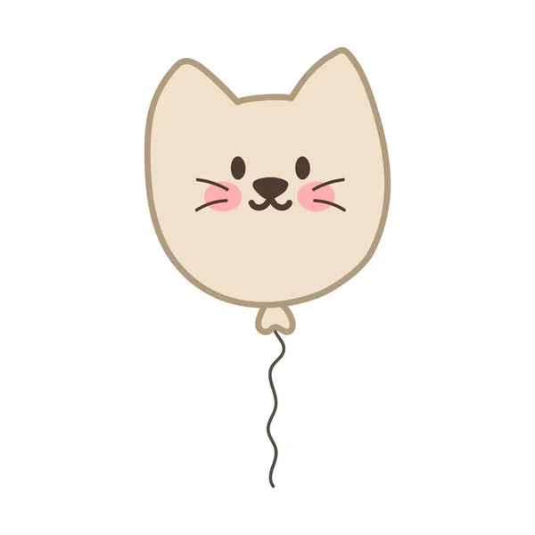 Niedliche Katze Ballon Vektor Illustration Isoliert Auf Weißem Hintergrund — Stockvektor