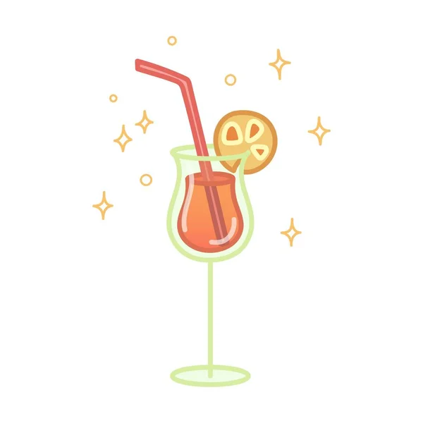 Leuke Illustratie Van Cocktail Cartoon Stijl Vector Illustratie Geïsoleerd Witte — Stockvector