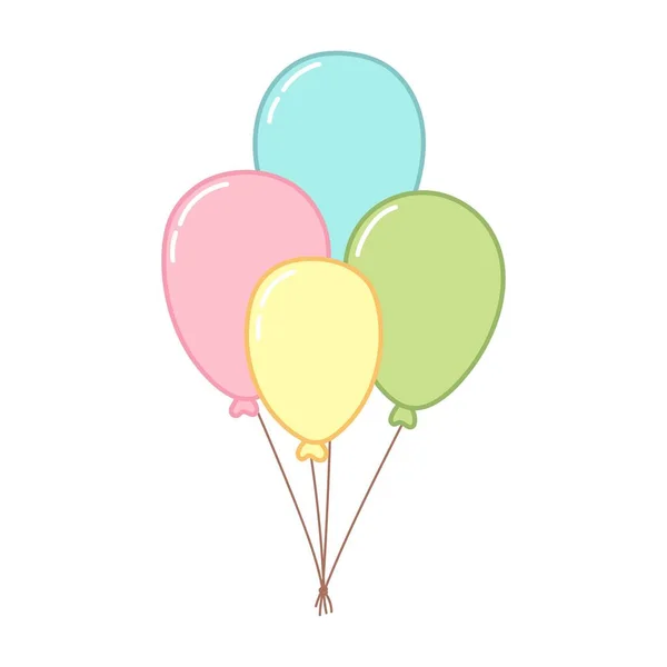 Ballons Multicolores Attachés Une Corde Élément Design Illustration Vectorielle Isolée — Image vectorielle