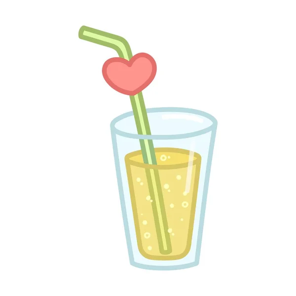 Lemonade Glass Straw Cartoon Style Hand Drawn Vector Illustration Isolated — Stock Vector