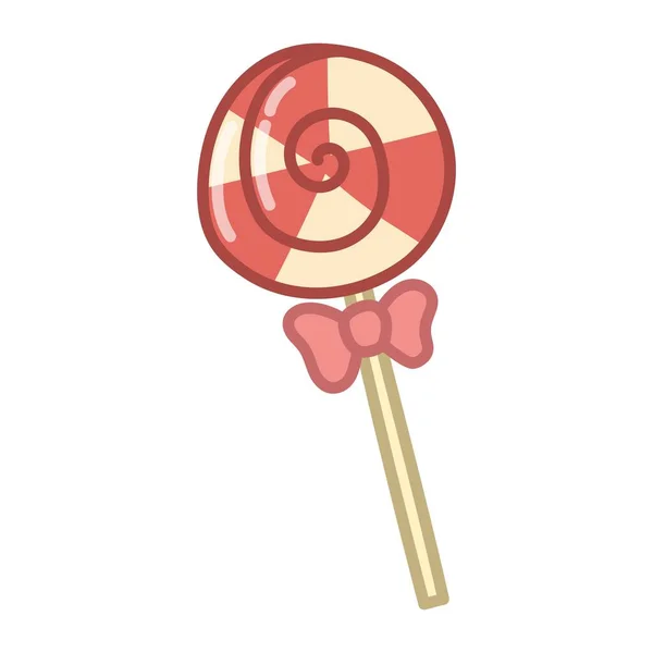 Lollipop Vermelho Bonito Com Arco Estilo Dos Desenhos Animados Ilustração —  Vetores de Stock