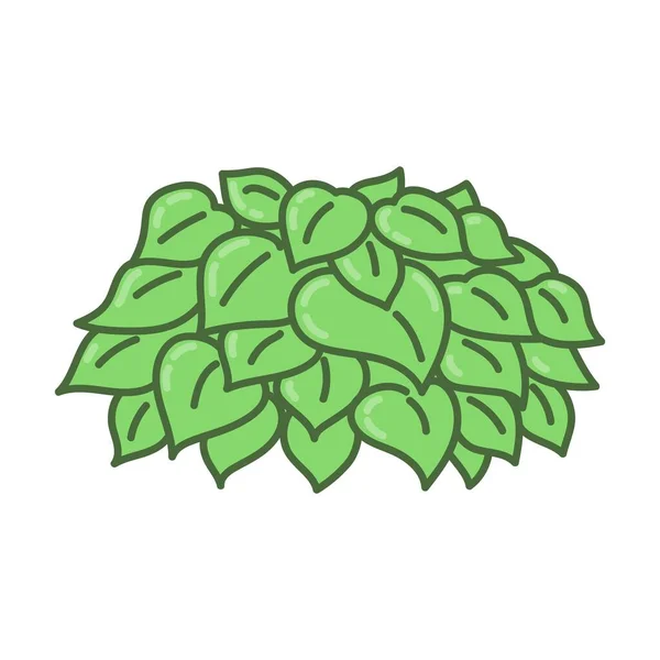 Decorative Garden Bush Big Leaves Object Landscape Design Cartoon Style — стоковый вектор