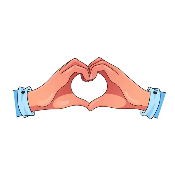 Male Hands Making Heart Sign Heart Gesture Illustration Cartoon Style — Image vectorielle