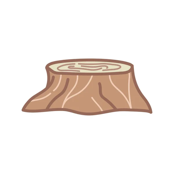 Tree Stump Cartoon Style Vector Art Hand Drawn White Background — Stock vektor