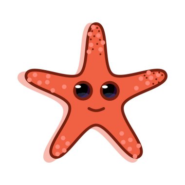 Red sea star. Vector element isolated on white background