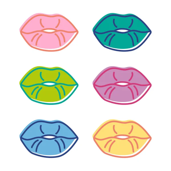 Multicolored Lips Set Design Vector Illustration — Vetor de Stock