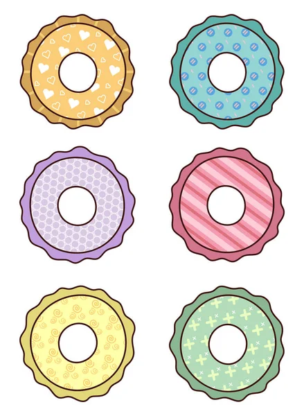 Inflatable Circles Colorful Swimming Floats Set Vector Illustrations White Background — Archivo Imágenes Vectoriales