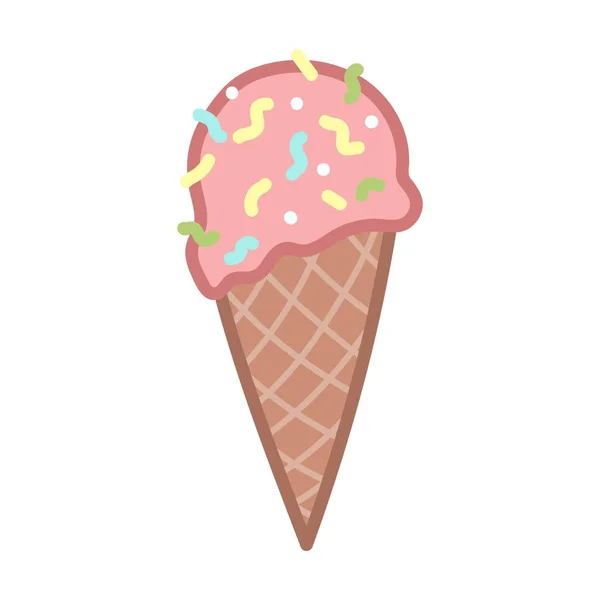 Classic Ice Cream Pink Color One Ball Cartoon Style Vector — 图库矢量图片