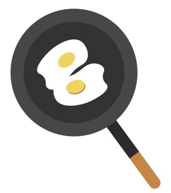 Eggs in a frying pan. Flat vector isolated on white background