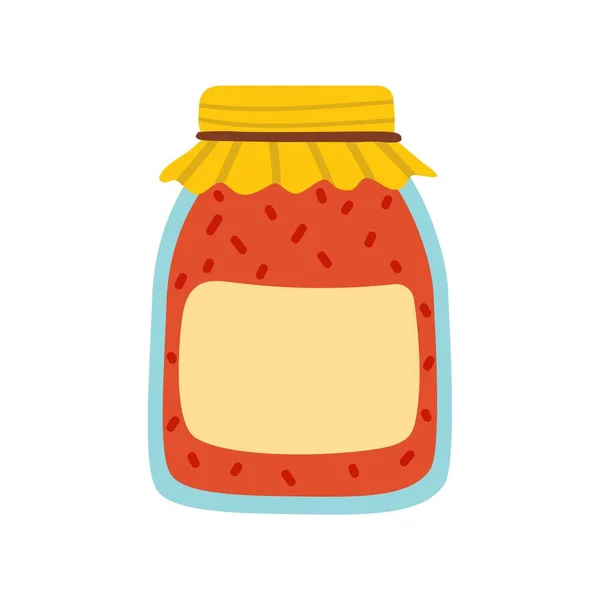 Jar Berry Fruit Jam Canned Sweet Food Product Dessert Tea — Stock Vector