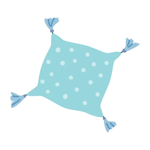 Cute Blue Pillow Decorative Dots Ruffles Hand Drawn Element Design — Stock Vector