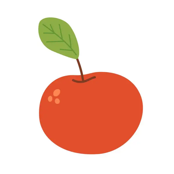 卡通片风格的红苹果 手工采摘的水果在白色背景下孤立的矢量艺术 — 图库矢量图片