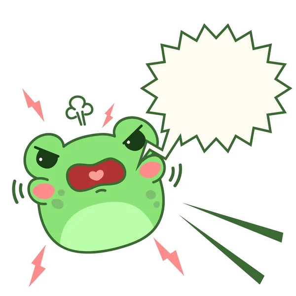 Katak Pemarah Toad Head Kawaii Cartoon Style Tangan Digambar Hewan - Stok Vektor