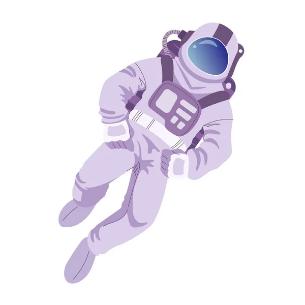 Űrhajós Lebeg Űrben Vektor Illusztráció Rajzfilm Stílusban Fehér Alapon Elszigetelve — Stock Vector