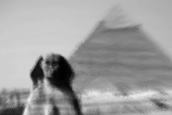 Sfinge Psichedelica Sfondo Piramidale Con Motivo Colori Superficie Lucida Lucida — Foto Stock