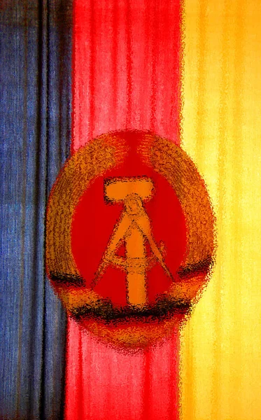 Psychedelic Gdr Bandeira República Democrática Alemã Com Padrão Cores Superfície — Fotografia de Stock