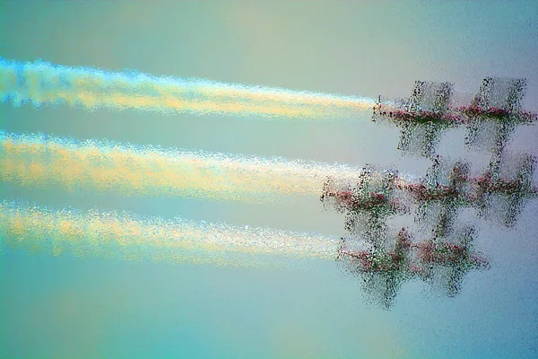 Abstract Colorful Blurred Background Flying Planes — Stockfoto