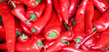 Jean Talon pazarında kırmızı acı biber, Montreal, Quebec, Kanada