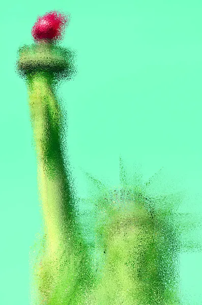 Estatua Psicodélica Fondo Liberty Con Patrón Colores Superficie Brillante Brillante —  Fotos de Stock