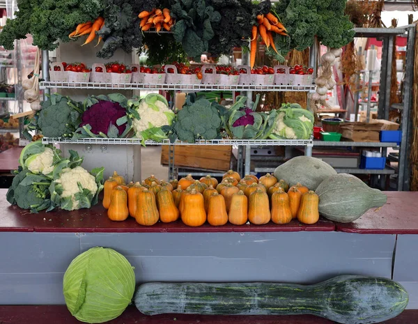 Légumes Frais Biologiques Différents Sur Marché — Photo