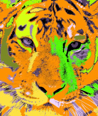 Renkli pop sanat kaplanı simgesi