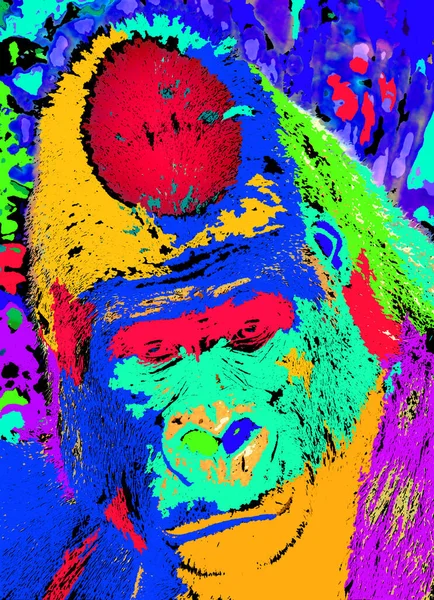 Икона Гориллы Цветными Пятнами — стоковое фото
