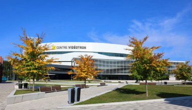 QUEBEC CITY CANADA - 10 13 2021: Videotron Centre Quebec City, Quebec, Kanada 'da bulunan kapalı bir arena. Colisee Pepsi 'nin yerini Quebec City' nin birincil mekanı olarak 18.259 koltuklu arena aldı.