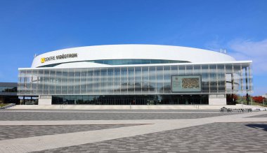 QUEBEC CITY CANADA - 10 13 2021: Videotron Centre Quebec City, Quebec, Kanada 'da bulunan kapalı bir arena. Colisee Pepsi 'nin yerini Quebec City' nin birincil mekanı olarak 18.259 koltuklu arena aldı.