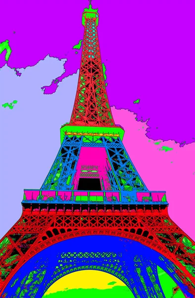 Pop Art Eiffelturm Aus Eisen Jugendstil Paris Die Französische Hauptstadt — Stockfoto