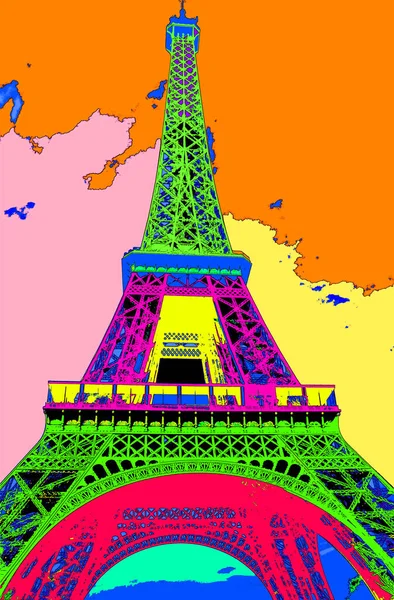 Pop Art Eiffelturm Aus Eisen Jugendstil Paris Die Französische Hauptstadt — Stockfoto