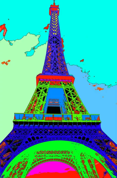 Pop Art Torre Eiffel Feita Ferro Estilo Art Nouveau Paris — Fotografia de Stock