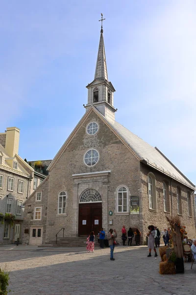 Quebec City Quebec Canada Notre Dame Des Victoires 샹플랭의 거주지에 — 스톡 사진
