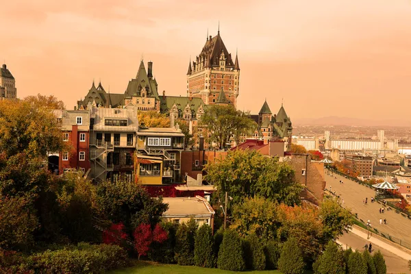 Quebec City Canada 2021 Chateau Frontenac Grand Hotel Отель Признан — стоковое фото