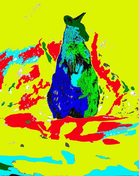 Wallaby Signo Ilustración Pop Art Icono Fondo Con Manchas Color — Foto de Stock