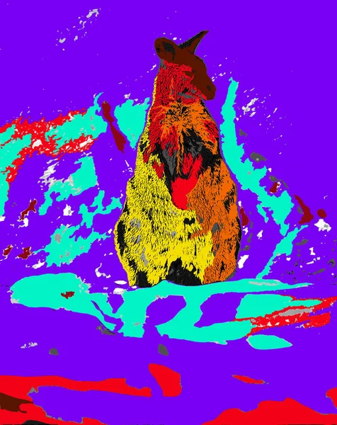 Wallaby Segno Illustrazione Pop Art Icona Sfondo Con Macchie Colore — Foto Stock