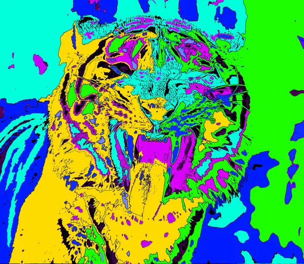 타이거 Tiger Pop Art Background Icon Color Spot — 스톡 사진