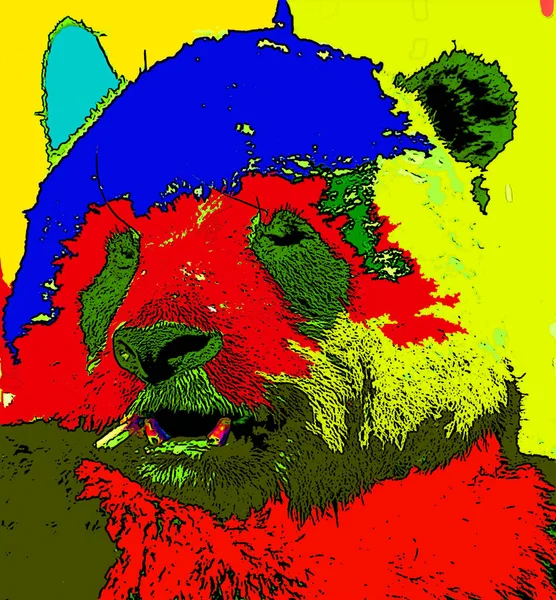 Ícone Urso Arte Pop Pontos Coloridos — Fotografia de Stock