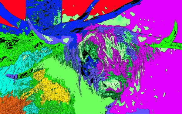 Pop Art Βοοειδών Εικονίδιο Κηλίδες Χρώμα — Φωτογραφία Αρχείου