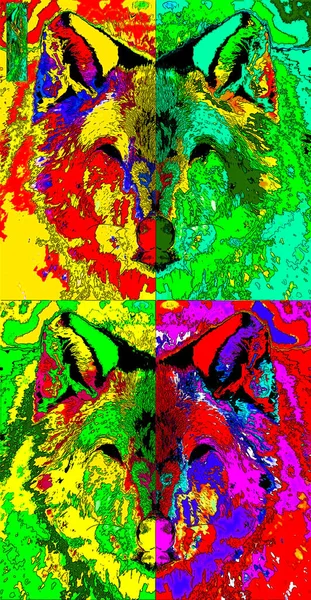 Иллюстрация Знака Волка Иконка Поп Арта Цветовыми Пятнами — стоковое фото