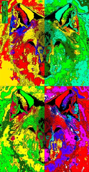 Wolf Jel Illusztráció Pop Art Háttér Ikon Színes Foltok — Stock Fotó