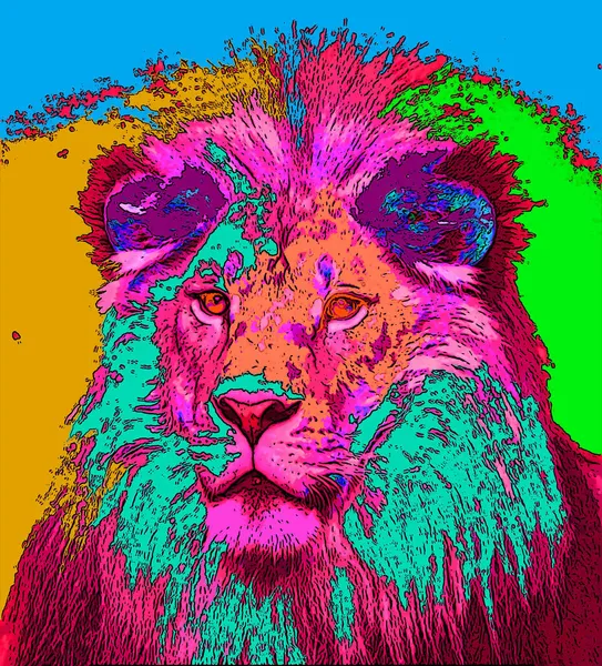 Иллюстрация Знаком Льва Иконка Цветовыми Пятнами — стоковое фото