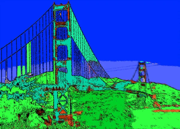 Golden Gate Ponte Sinal Ilustração Pop Art Ícone Fundo Com — Fotografia de Stock