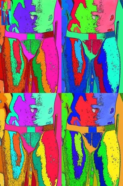 Молодой Человек Иллюстрации Вывески Поп Арт Иконка Фона Цветовыми Пятнами — стоковое фото